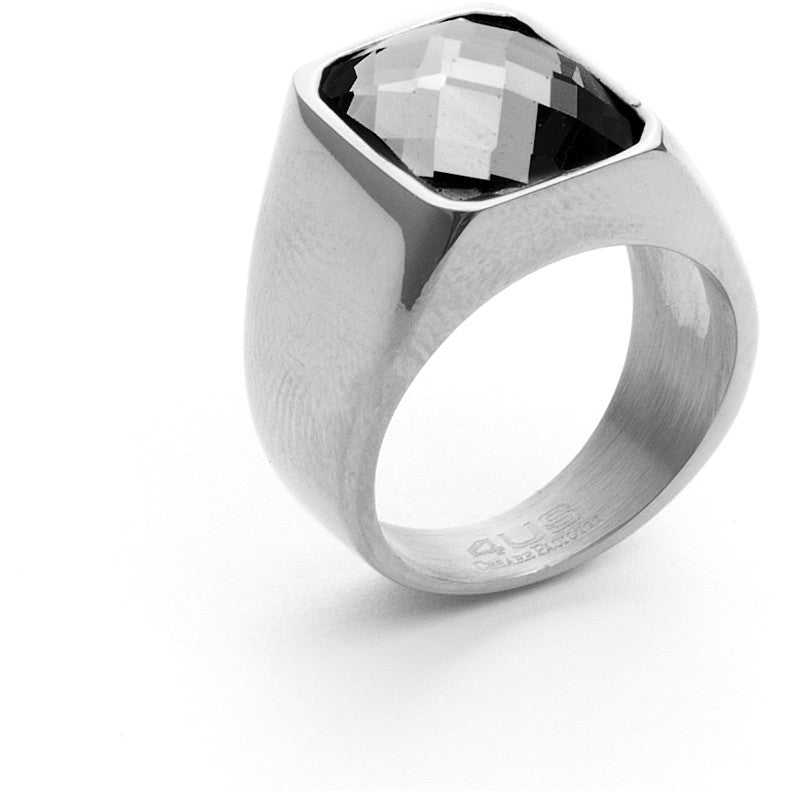 Anello Uomo 4US Cesare Paciotti Acciaio Pietra Centrale Nera Mis 22 4UAN3838-22