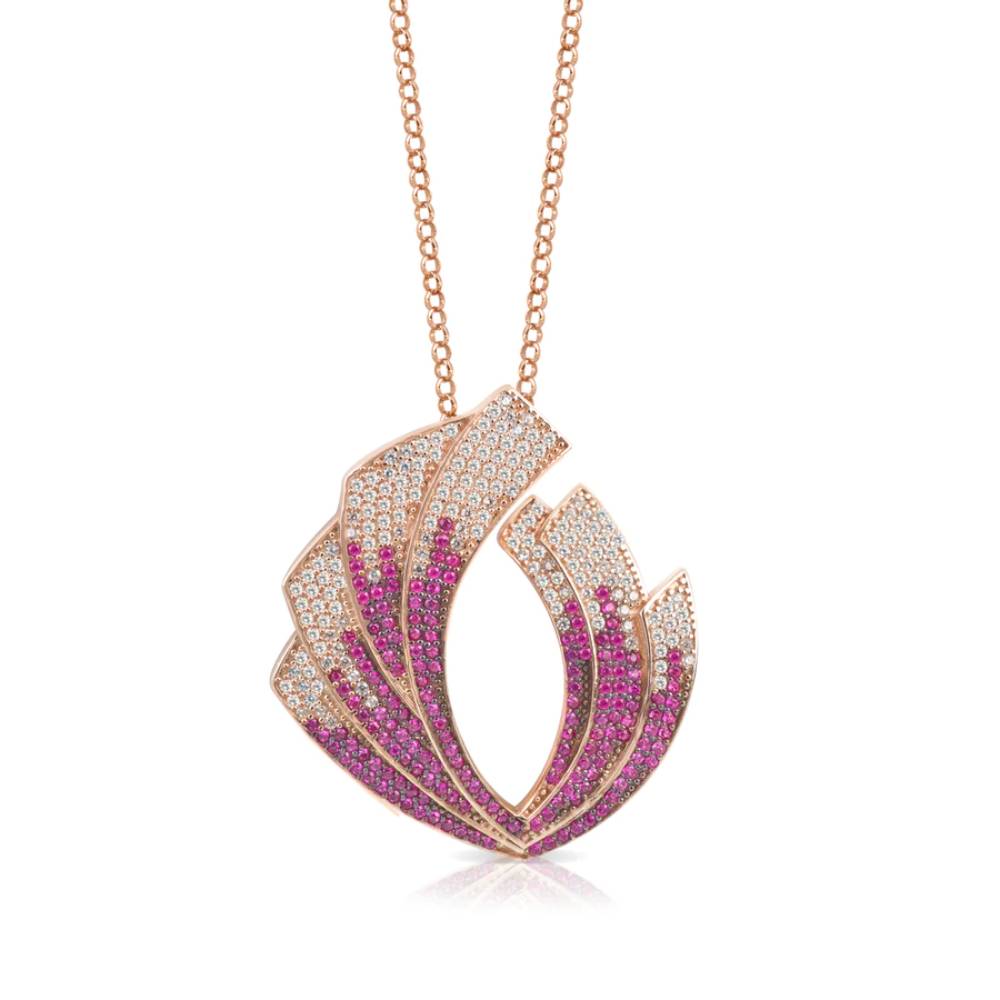 Collana Donna Sogni Argento 925 Fiore Zirconi Magenta Rosa CL102RR