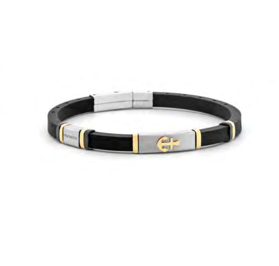 Bracciale Uomo acciaio 4US Cesare Paciotti con Caucciu nero acciaio 4UBR7949