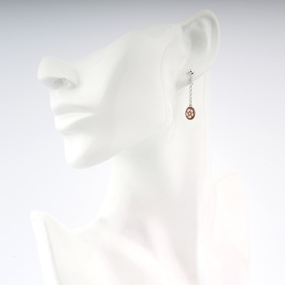Orecchini Donna Cameo Italiano Argento 925 Fiore Piccolo O128-B