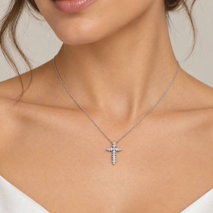 Collana Donna Miluna Oro Bianco Croce Diamanti CLD5488X