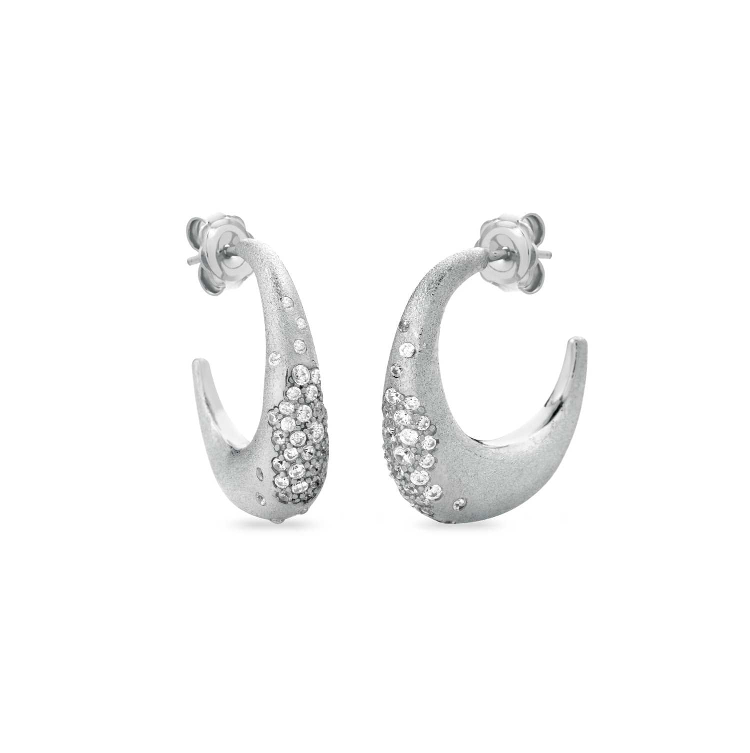 Orecchini Donna Sogni Argento 925 Satinato Zirconi Bianchi OR107BB