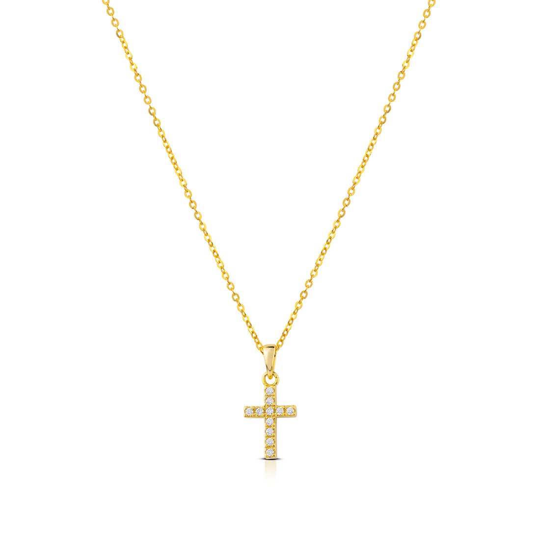 Collana Donna Kulto Argento 925 Dorato Croce Zirconi Bianchi K925-178-2200
