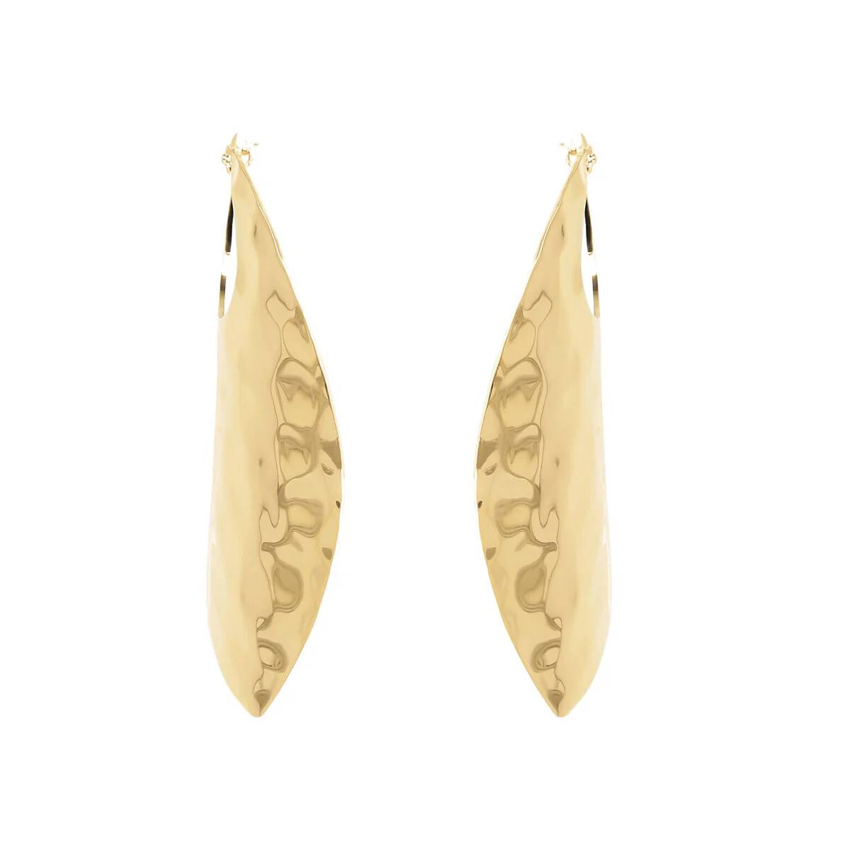 Orecchini Donna Etrusca Foglia Martellata Bronzo Dorato WSET00596.YG