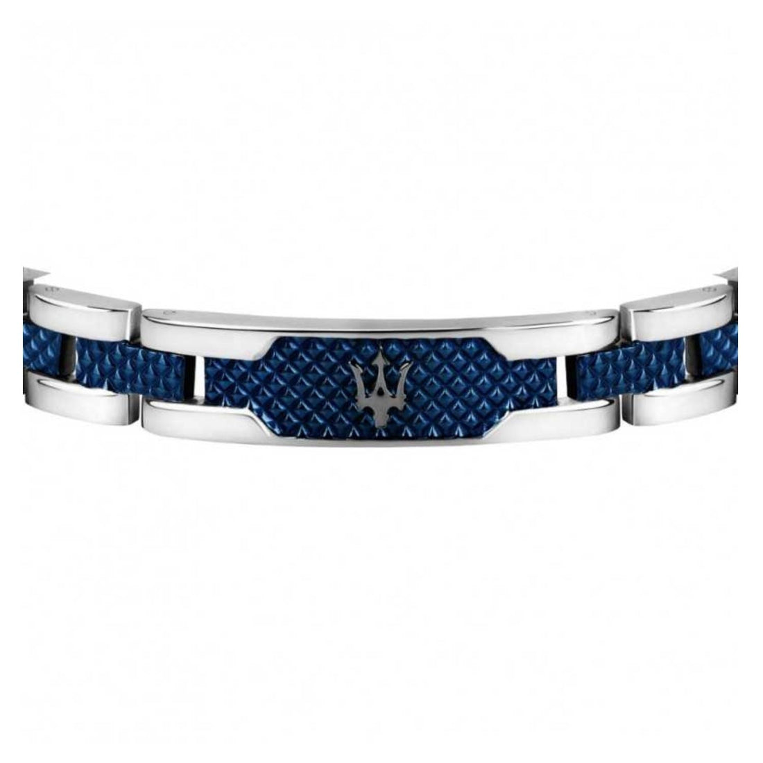 Bracciale Uomo Acciaio Maserati Logo Centrale Blu Semirigido JM419ASC02