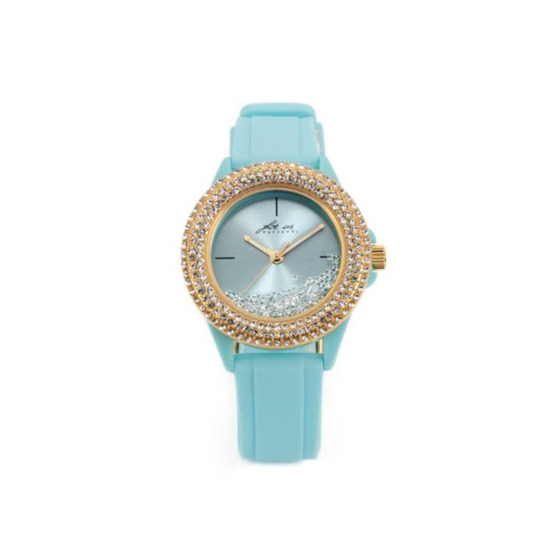 Orologio Donna 4US Cesare Paciotti Quarzo Solo Tempo Celeste Zirconi Bianchi T4SW496