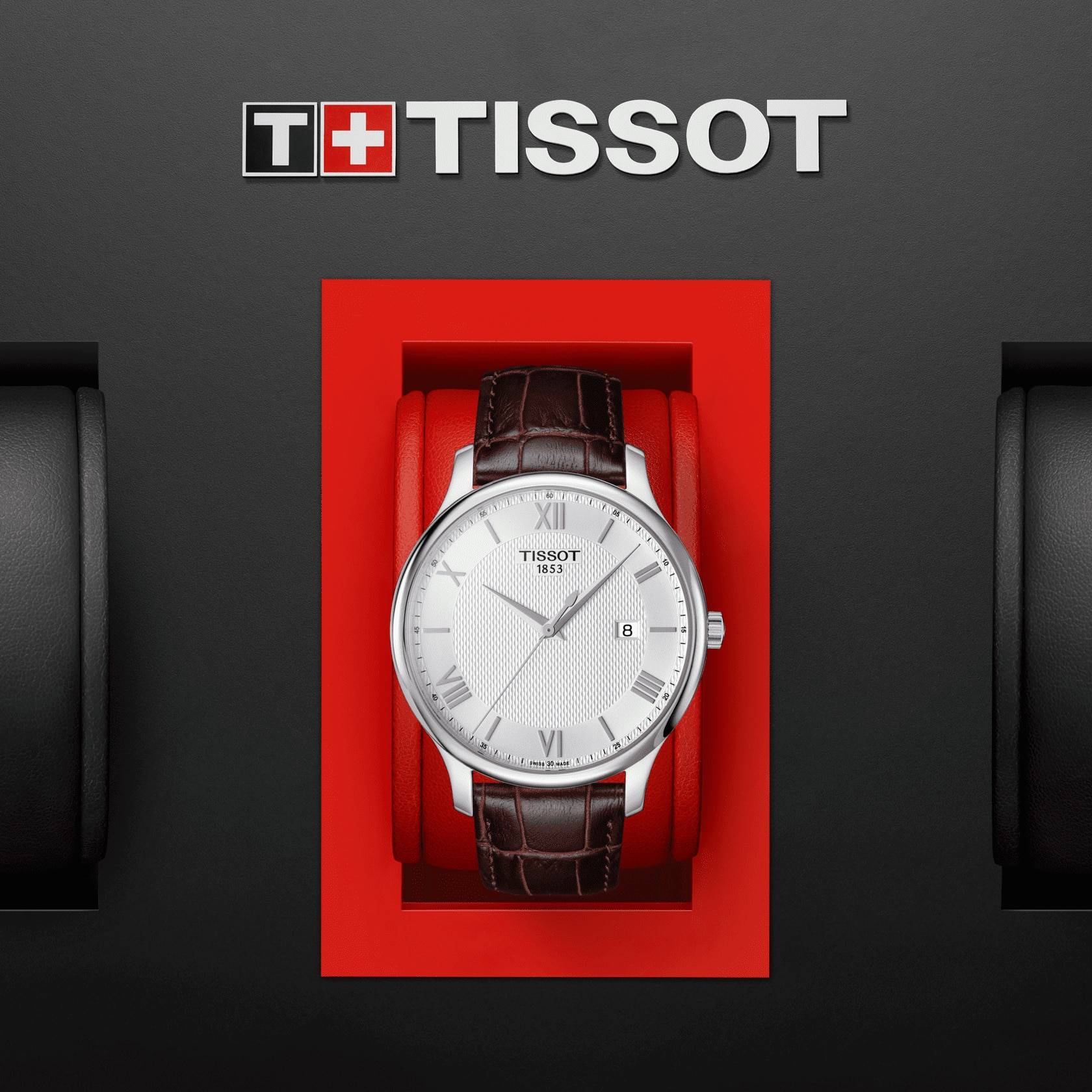 Orologio Uomo Tissot Quarzo Solo Tempo Acciaio Tradition Pelle Marrone T0636101603800