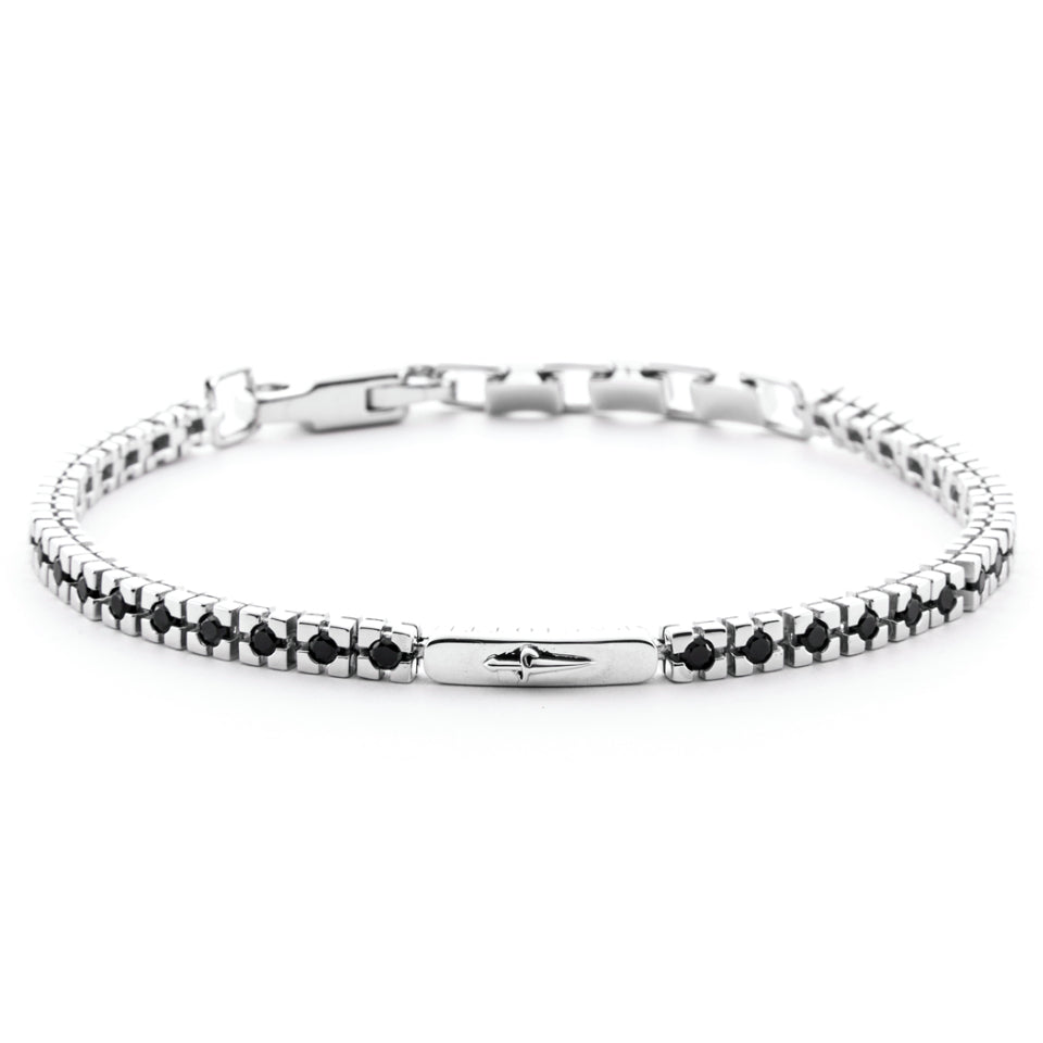 Bracciale Uomo Cesare Paciotti Tennis Argento Spinelli Neri JPBR5084B
