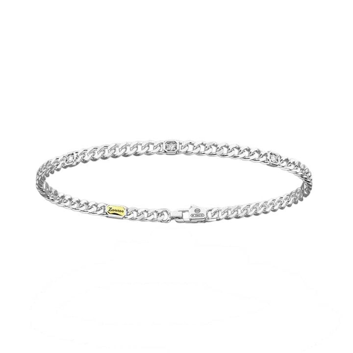Bracciale Uomo Zancan Argento 925 Diamanti Bianchi 0,120 ct Oro 18ct ESB468G