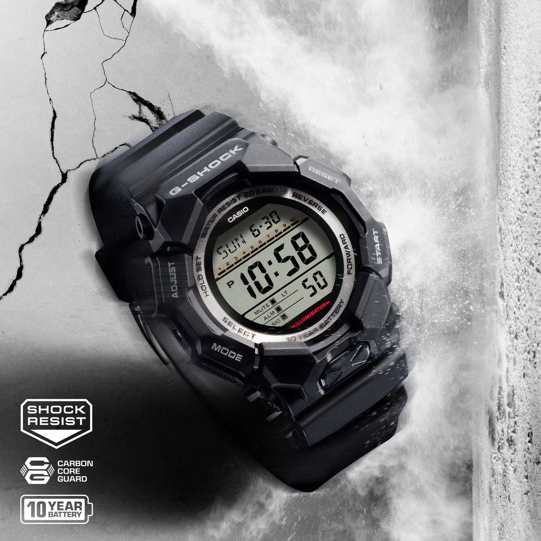 Orologio Uomo Casio G-SHOCK Nero Digitale 10 Anni Batteria GA-010-1ER