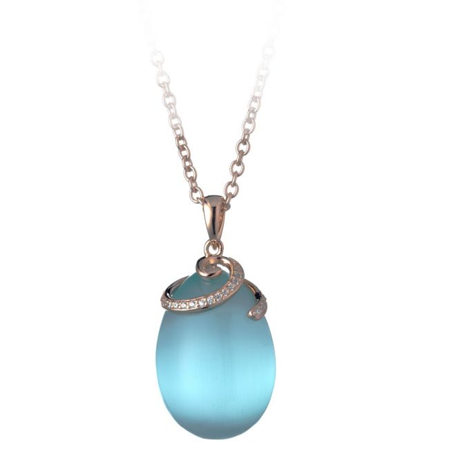 Collana Tsar in Argento con Occhio di Gatto Azzurro e Zirconi – P1201LB