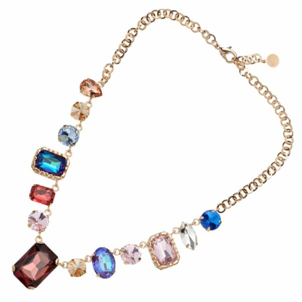 Collana Donna Ottaviani Bronzo Dorato Zirconi Rainbow Tondi Rettangolari 500804C
