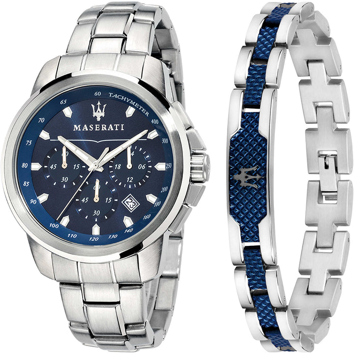 Orologio Uomo Acciaio Maserati Quarzo Cronografo + Bracciale R8851121016
