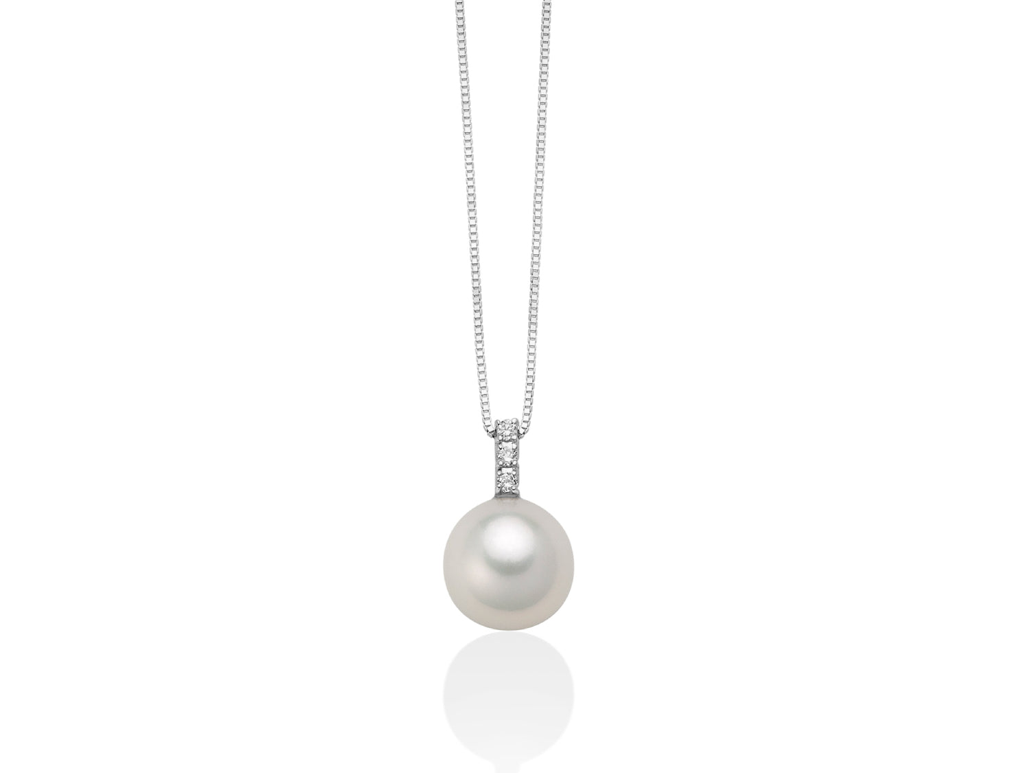 Collana Donna Miluna Girocollo Oro Bianco 18 KT Perla 8,5-9 mm Diamanti PCL6276