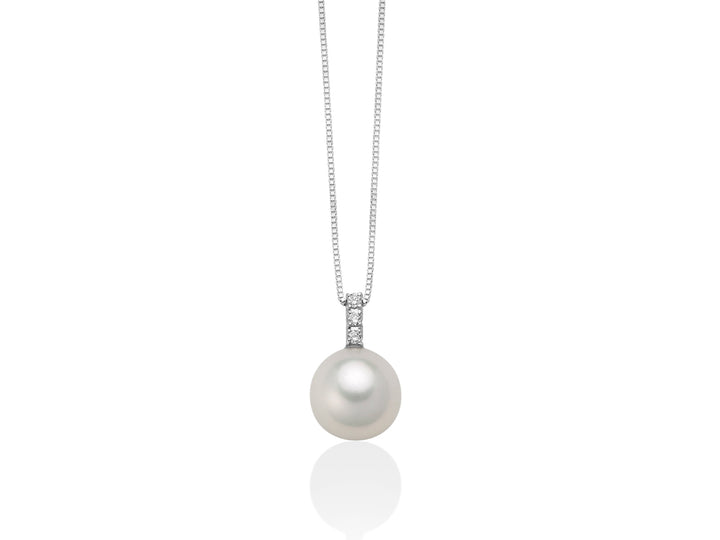 Collana Donna Miluna Girocollo Oro Bianco 18 KT Perla 8,5-9 mm Diamanti PCL6276