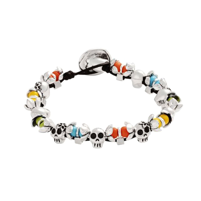 Bracciale Donna Uno De 50 Etnico Con Motivi A Forma Di Teschio