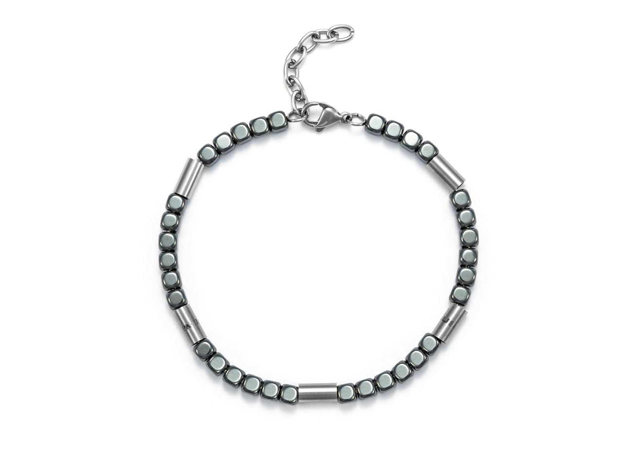 Bracciale Uomo 4US Cesare Paciotti Acciaio Biglie Ematite Cilindri Lisci 4UBR5624
