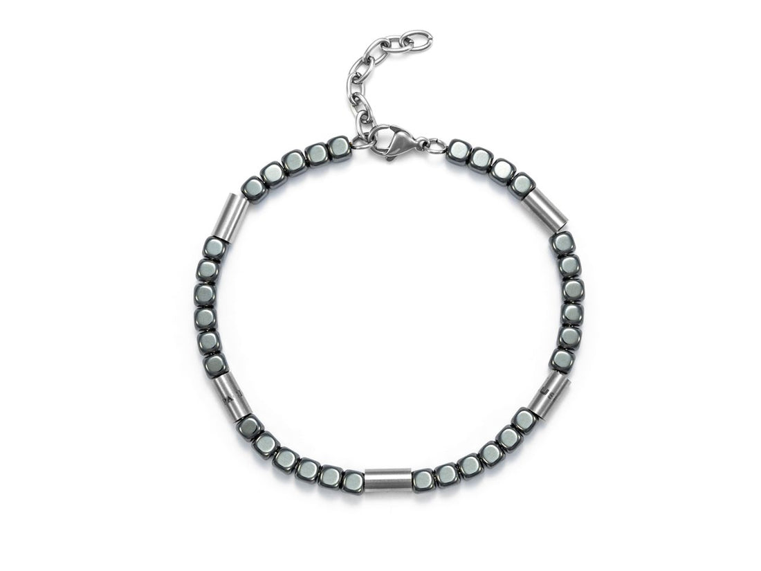Bracciale Uomo 4US Cesare Paciotti Acciaio Biglie Ematite Cilindri Lisci 4UBR5624