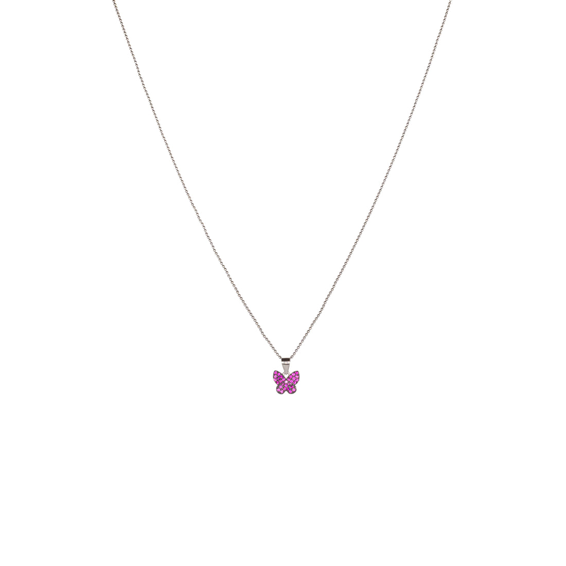 Collana Donna Re Mida Argento 925 Farfalla Zirconi Rossi C017