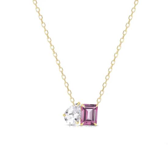 Collana Donna Liu Jo Acciaio Dorato Cristalli Bianchi Rosso LJ2546
