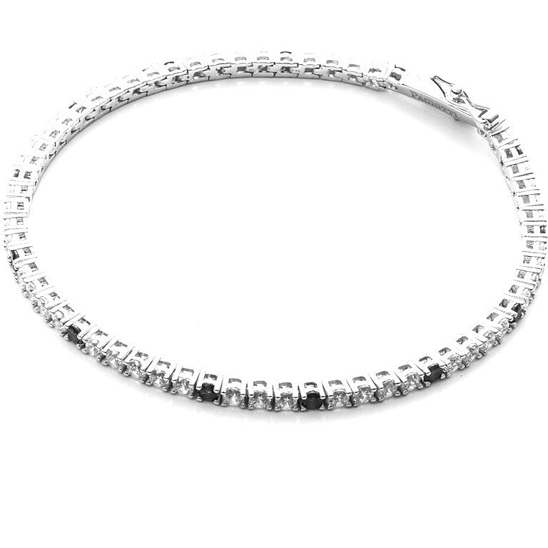 Bracciale Tennis Uomo Cesare Paciotti Argento Zirconi Bianchi Neri JPBR1963B/19