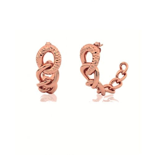 Orecchini Donna Unoaerre Bronzo Rosato Groumette Sfaccettato Semicerchio 497973