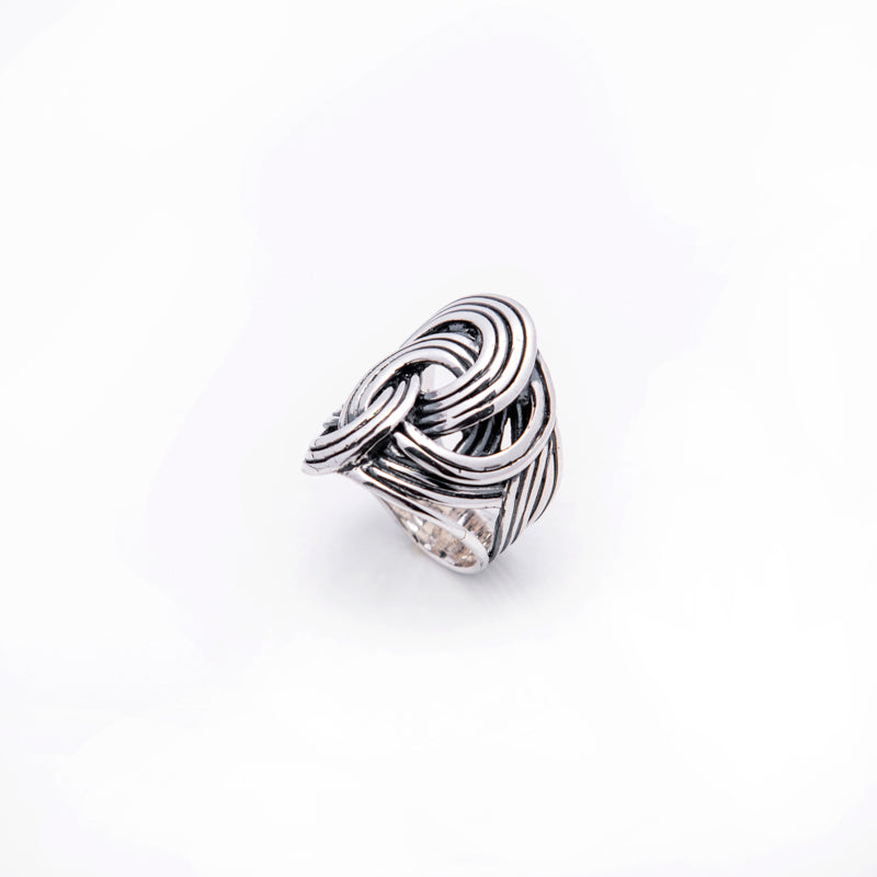 Anello Donna Nemoris Argento 925 Onde Lavorate Misura 16 HAO01