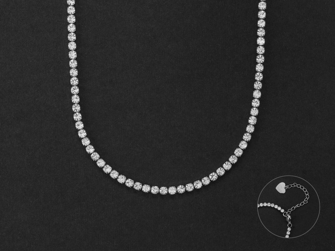 Collana Donna 4US Cesare Paciotti Acciaio Tennis Zirconi Bianchi 3 mm 4UCL5462W