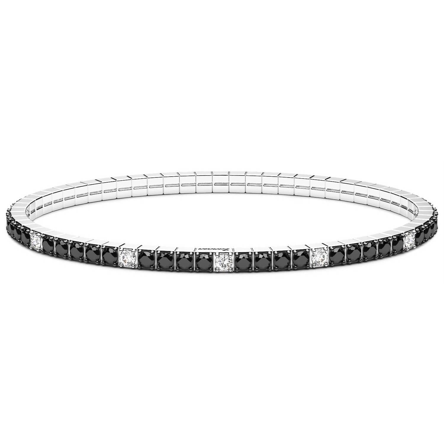Bracciale Uomo Zancan Tennis Argento 925 Zirconi Neri Elastico ESB331-180