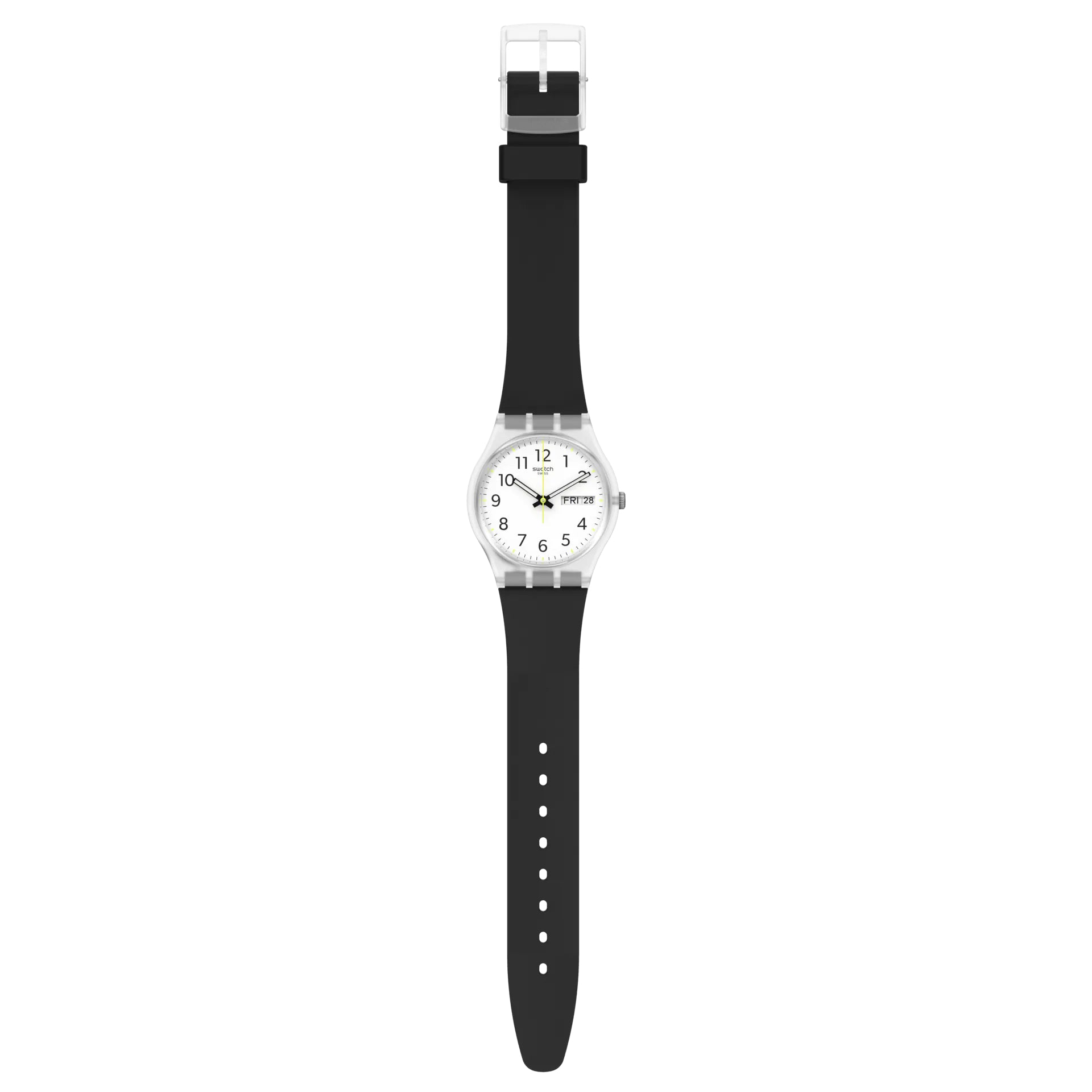 Orologio Uomo Swatch Quarzo Solo Tempo Doppia Data Numeri Nero GE726