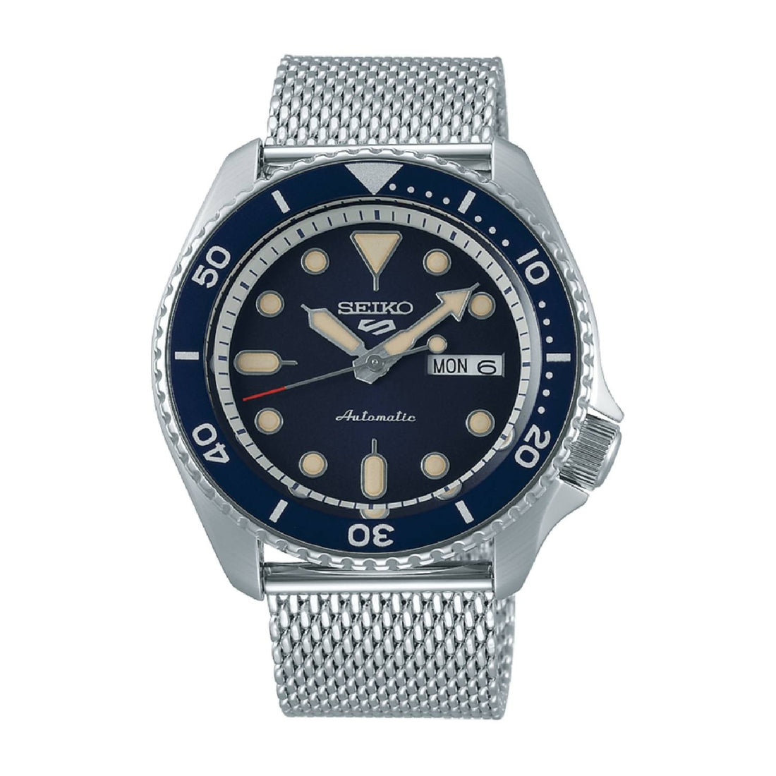 Orologio Uomo Acciaio Automatic SEIKO 5 Sport 43mm Doppia data blu Maglia Milano