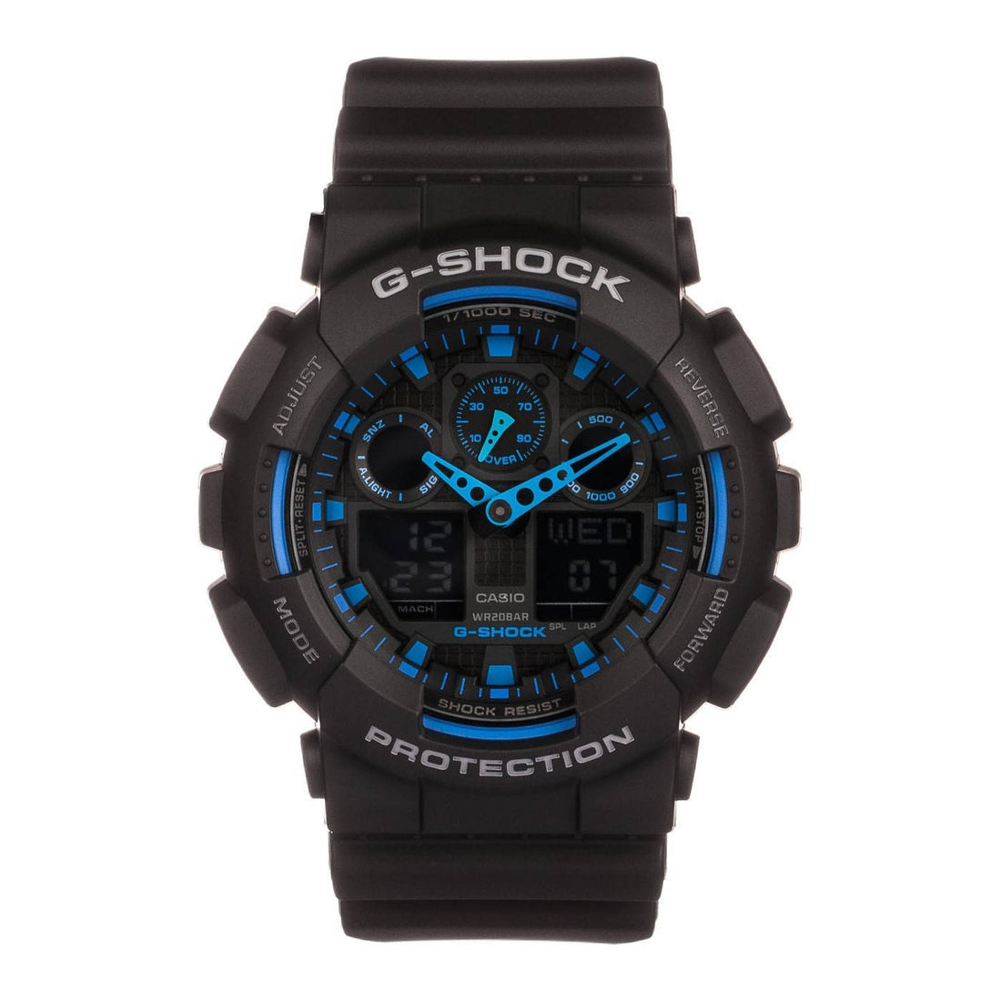 Orologio Uomo Gomma Casio Quarz G-SHOCK GA-100-1A2ER Digital Analogico Nero Blu