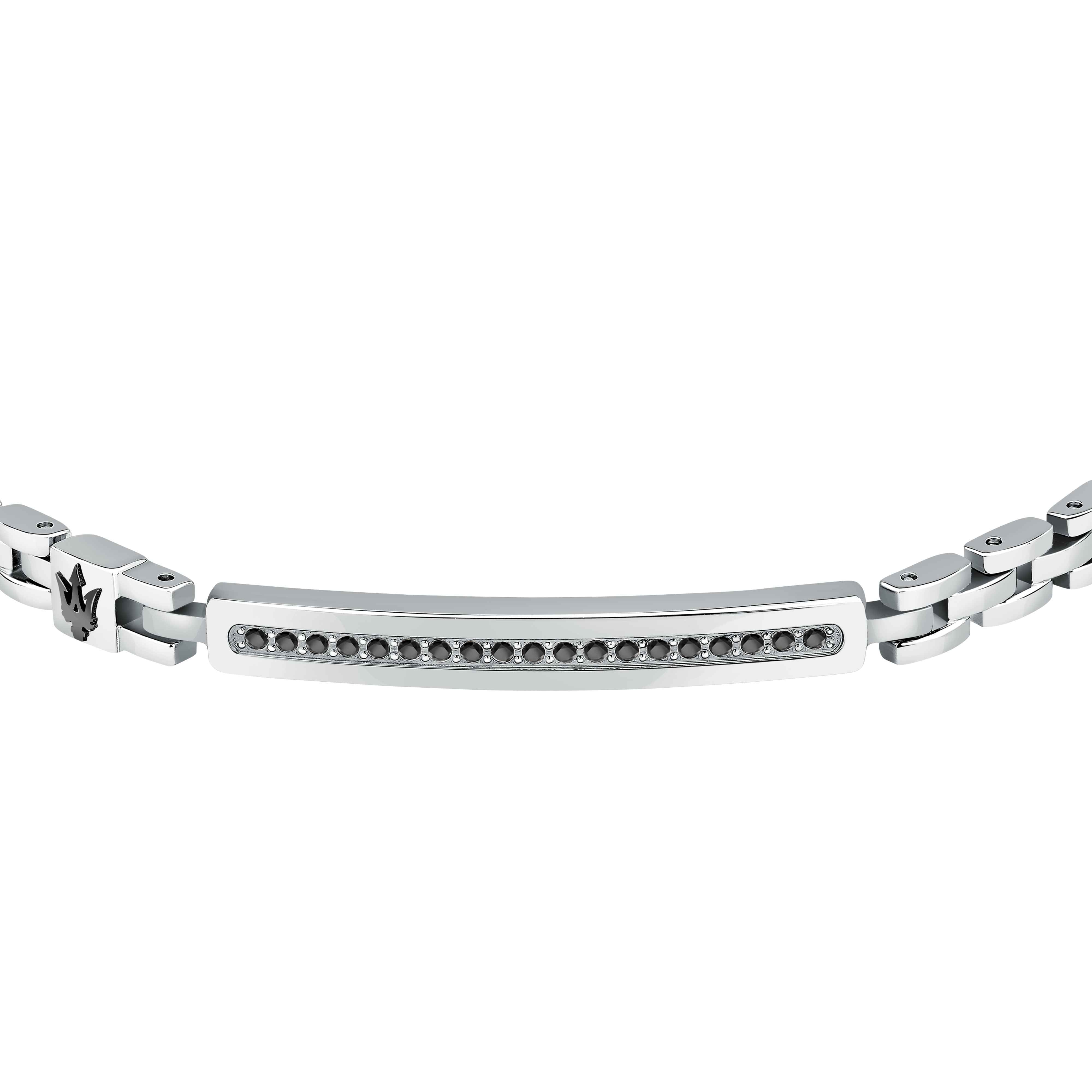 Bracciale Uomo Maserati Acciaio Zirconi Neri Logo Tridente Nero JM224AVD41