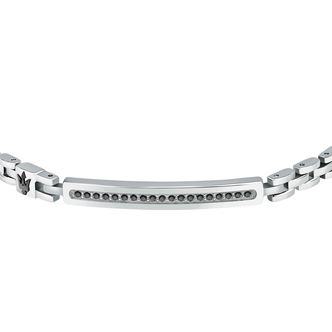 Bracciale Uomo Maserati Acciaio Zirconi Neri Logo Tridente Nero JM224AVD41