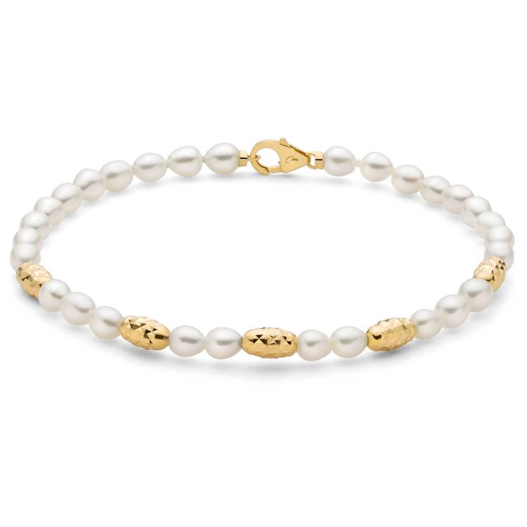 Bracciale Donna Miluna Perle Pepite Argento Dorato Diamantato PBR3634G