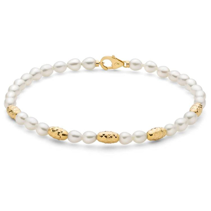 Bracciale Donna Miluna Perle Pepite Argento Dorato Diamantato PBR3634G
