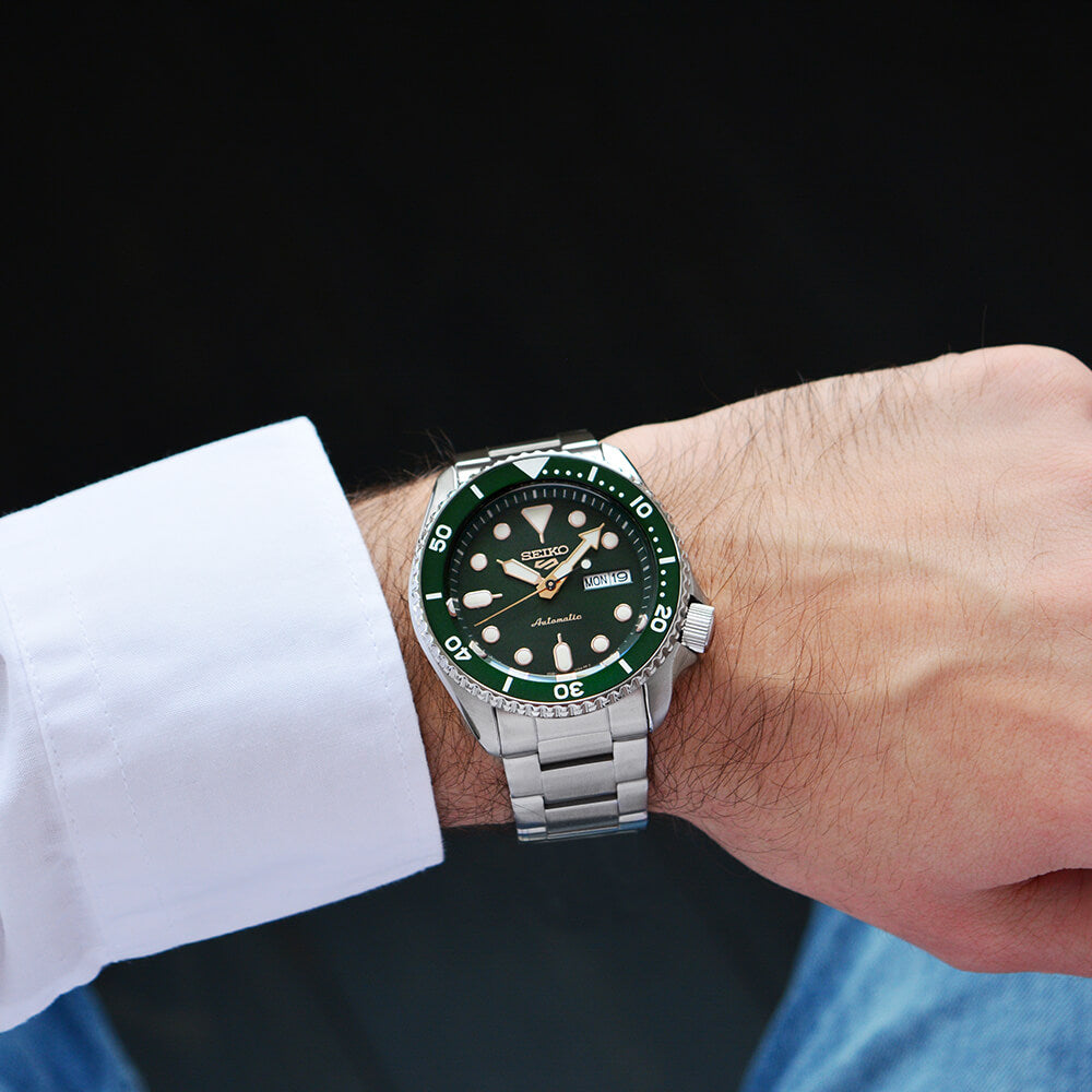 Orologio Uomo Seiko 5 Sport Automatico Doppia Data Acciaio Verde Rosè SRPD63K1