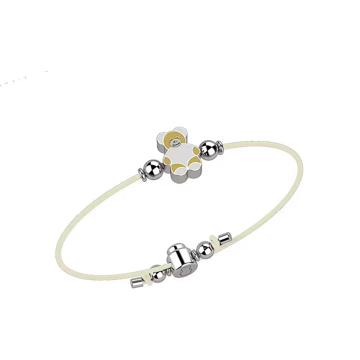 Bracciale Bambino Unisex Nanàn Argento 925 Cotone Bianco Orsetto NAN0038