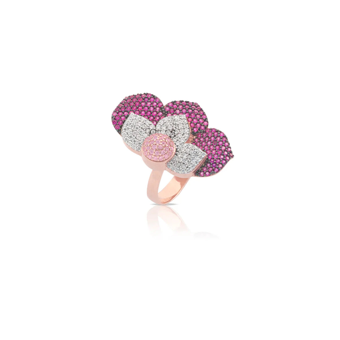 Anello Donna Sogni Argento Bicolore 925 Fiore Petali Zirconi Bianchi AN101RRS/16