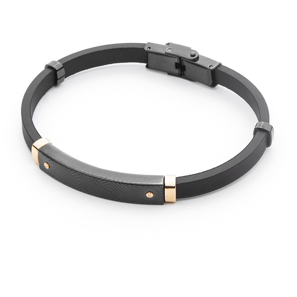 Bracciale Uomo 4US Cesare Paciotti Acciaio E Gomma Nera 4UBR4548