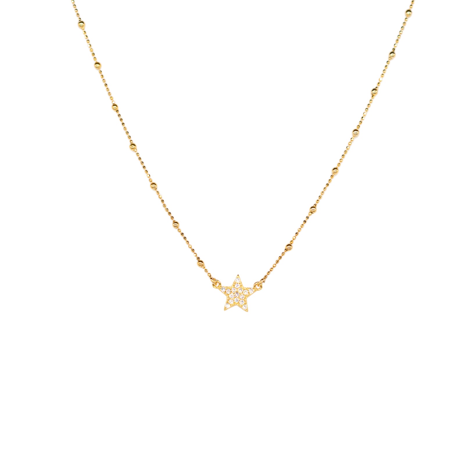 Collana Donna Re Mida Argento 925 Dorato Stella Con Zirconi Bianchi C026