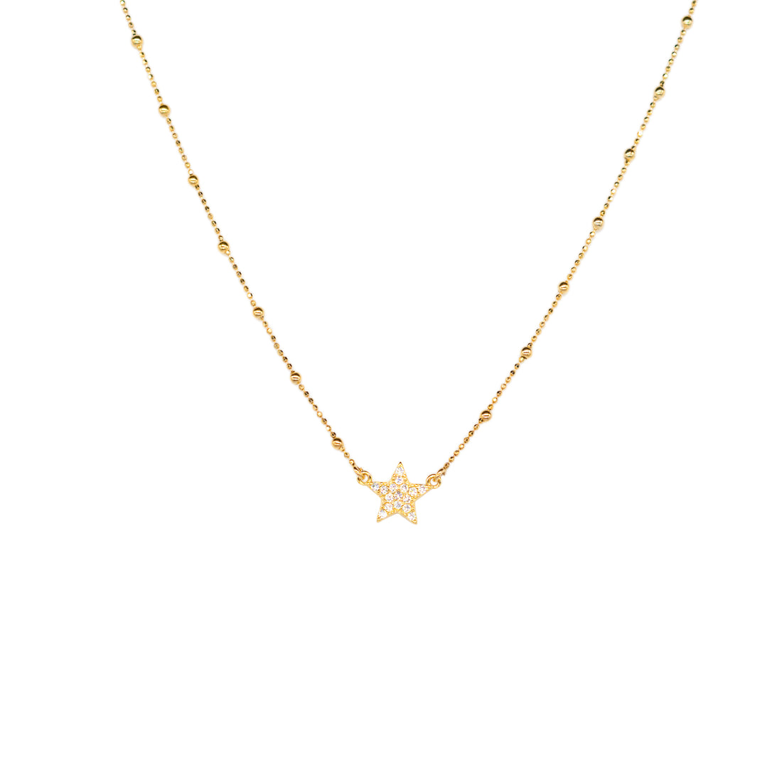 Collana Donna Re Mida Argento 925 Dorato Stella Con Zirconi Bianchi C026