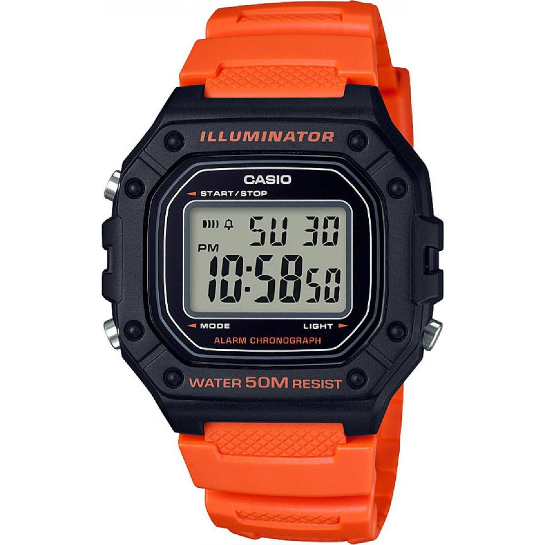 Orologio Uomo Casio W-218H-4B2VEF Digitale Nero Rosso Quarzo Cronografo Timer
