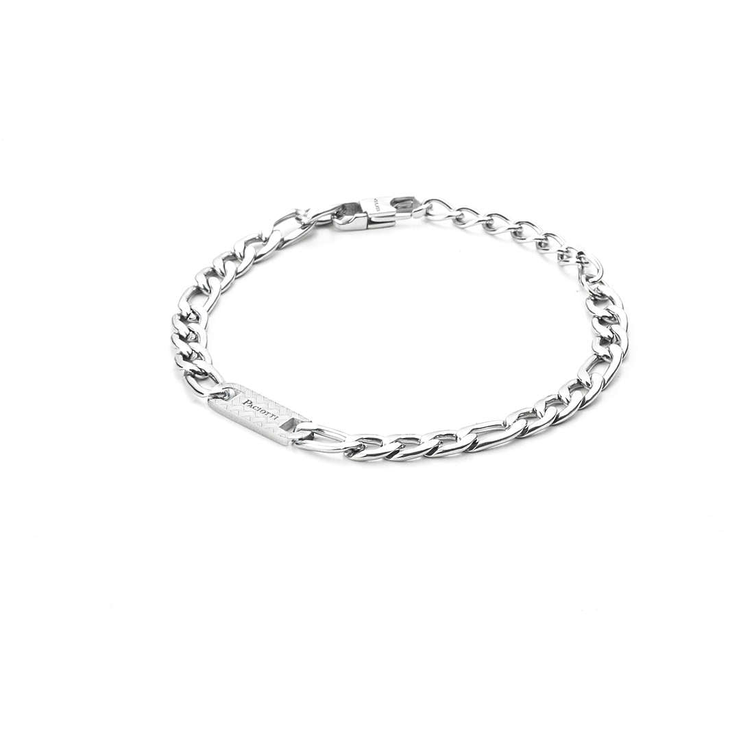 Bracciale Uomo 4US Cesare Paciotti acciaio Bianco con targhetta laterale 4UBR3259