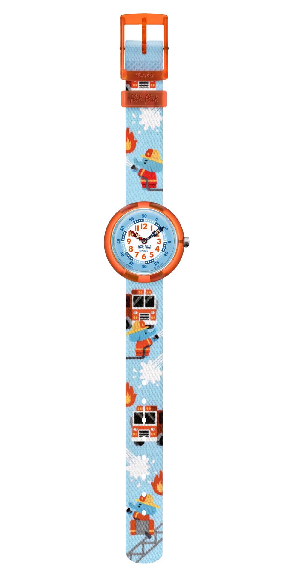 Orologio Bambino Swatch Flik Flak Fire Stopper Quarzo Azzurro ZFBNP218
