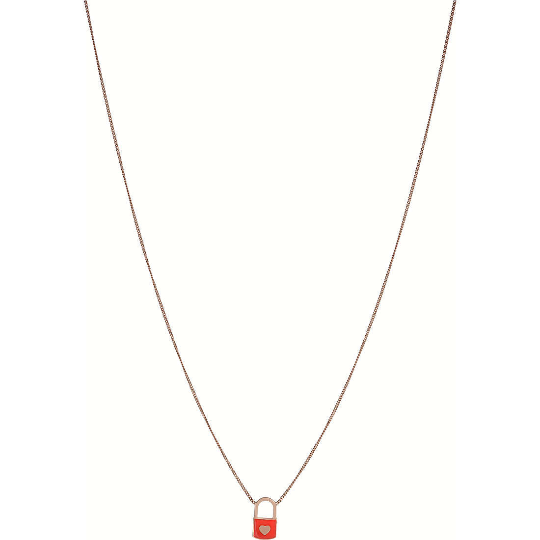 Collana Donna Liu Jo Argento 925 Rosè Lucchetto Rosso ALJ157