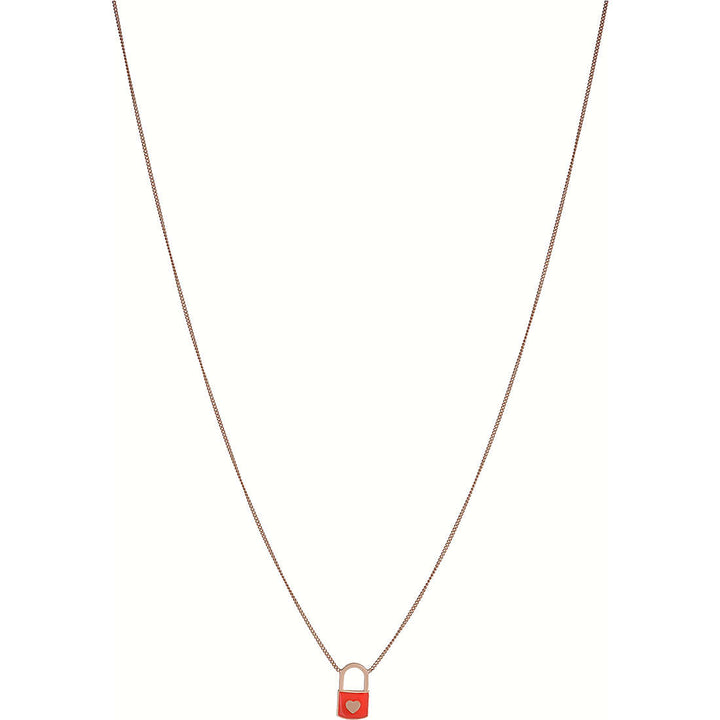 Collana Donna Liu Jo Argento 925 Rosè Lucchetto Rosso ALJ157