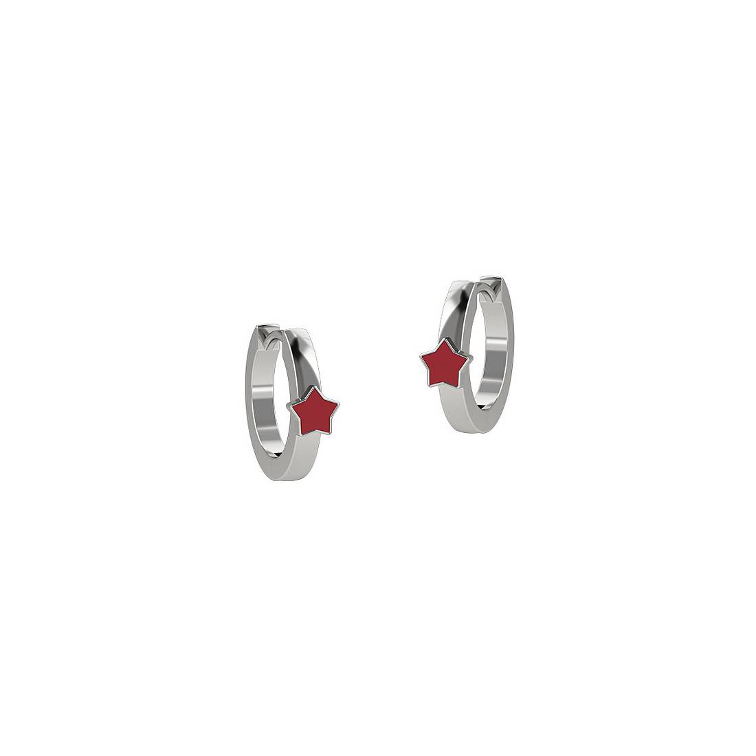 Orecchino Bambina Nanan Argento 925 Cerchio Stella Smalto Rosso Clip NAN0151