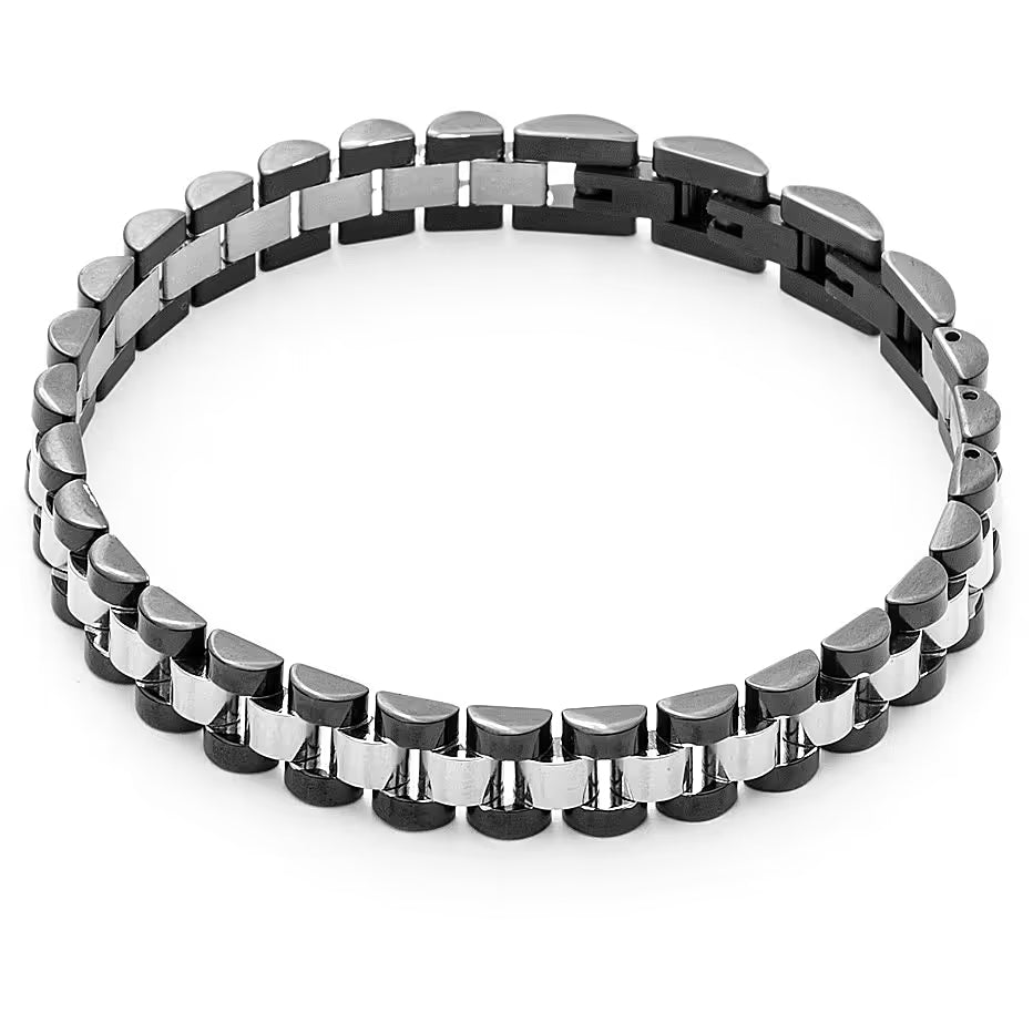 Bracciale Uomo 4US Cesare Paciotti Maglia Acciaio Bicolore Nero 4UBR5016