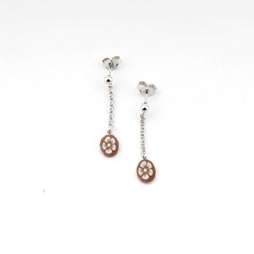 Orecchini Donna Cameo Italiano Argento 925 Fiore Piccolo O128-B